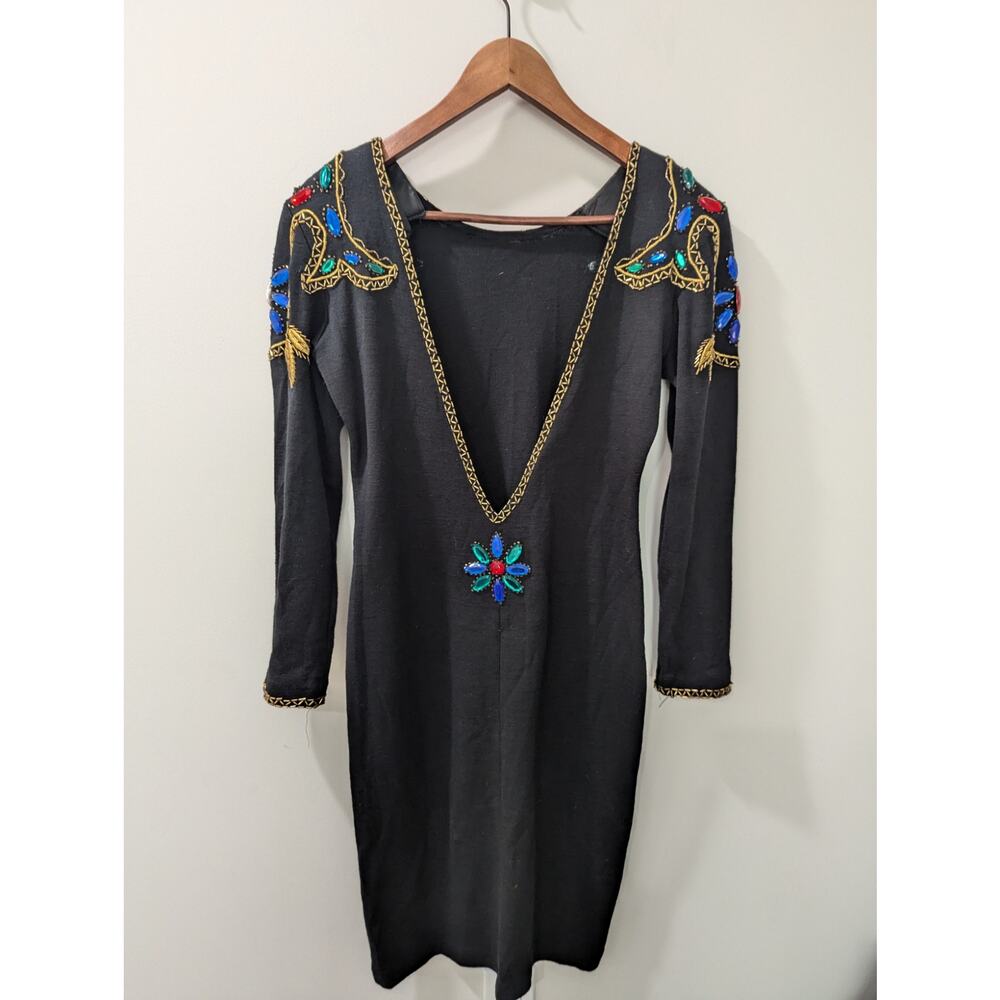 Et Al Vintage Open Back Gem Wool Blend Sweater